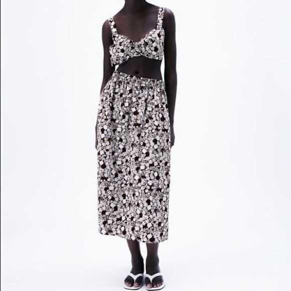 ZARA FLORAL PRINTED MIDI SKIRT - Picture 4 of 7